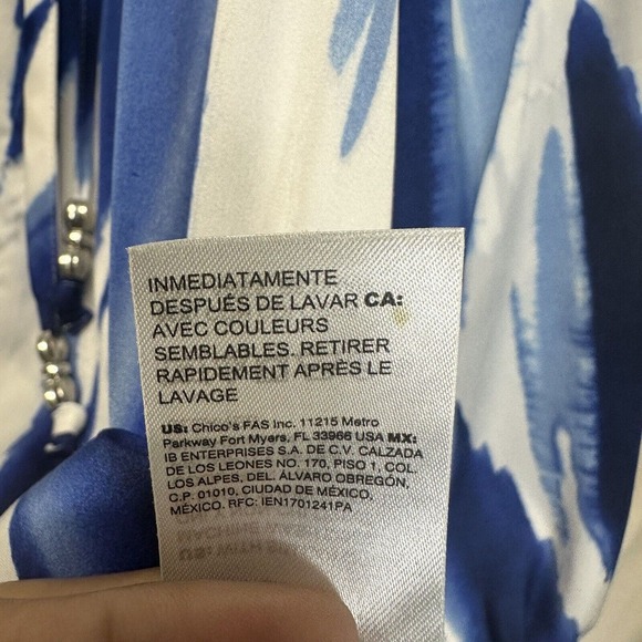 Chico's Watercolor Tie Front Raglan Sleeve Top Size 1 (M) Peasant Boho Prairie - Picture 12 of 14